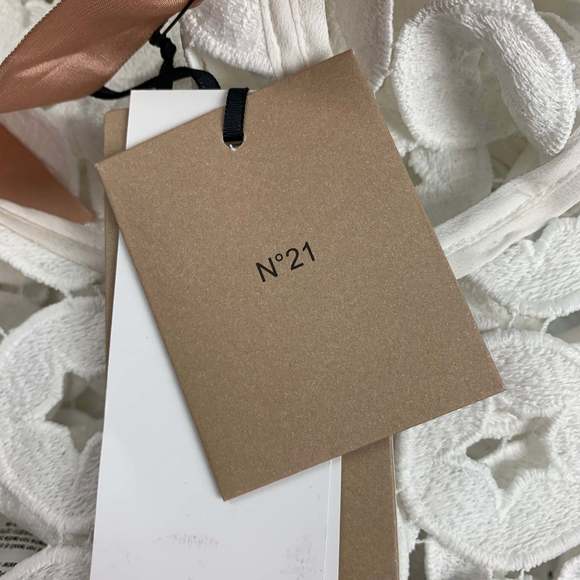 Nº21 White Polyester Eyelet Dropped Waist Dress - Picture 6 of 8